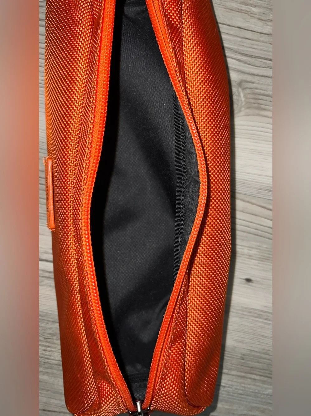 Tumi Orange Zip Travel Pencil Accessories Pouch Case Bag